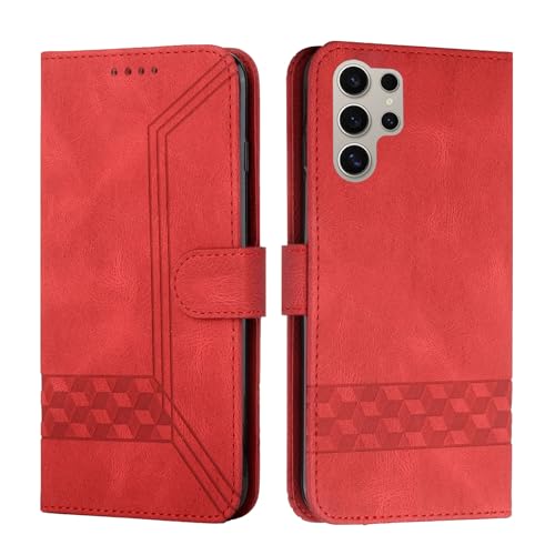 Handyhülle für Samsung Galaxy S24 Ultra Hülle, Premium Leder Handyhülle Samsung S24 Ultra 5G Klappbar Kartenfach Brieftasche Cover Magnetische Schutzhülle für Samsung Galaxy S24 Ultra 5G, Rot Handyhülle für Samsung Galaxy S24 Ultra Hülle, Premium Leder Handyhülle Samsung S24 Ultra 5G Klappbar Kartenfach Brieftasche Cover Magnetische Schutzhülle für Samsung Galaxy S24 Ultra 5G, Rot von Yiminu.DS