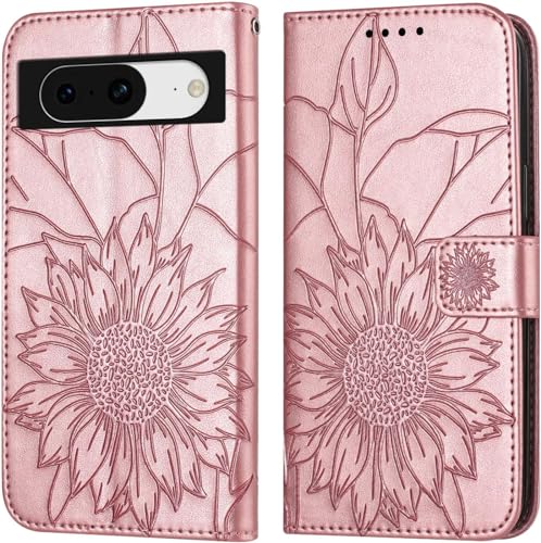 Yiminu.DS Handyhülle für Google Pixel 8 Hülle, Schutzhülle Flip Case Klapphülle Lederhülle PU Leder Hülle Klappbar Sonnenblume Blume Cover Kartenfach Wallet Stoßfeste Kartenfach Tasche, Rosegold Yiminu.DS Handyhülle für Google Pixel 8 Hülle, Schutzhülle Flip Case Klapphülle Lederhülle PU Leder Hülle Klappbar Sonnenblume Blume Cover Kartenfach Wallet Stoßfeste Kartenfach Tasche, Rosegold von Yiminu.DS