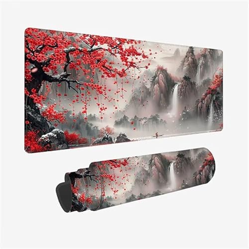 Gaming Mauspad XXL 1200x600x3mm Grau Mauspad Groß Vernähte Kanten WassXerdicht Anti-Rutsch, Schreibtischunterlage Large Size Mäßige Oberflächenreibung,Verbessert Geschwindigkeit Mousepad Fallen Y2-182 von Yingeen
