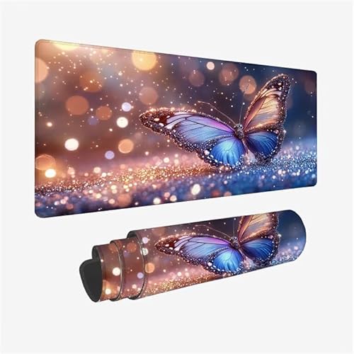 Gaming Mauspad XXL 1200x600x3mm Lila Mauspad WassXerdicht Anti-Rutsch, Schreibtischunterlage Large Size Mäßige Oberflächenreibung, Verbessert Präzision Geschwindigkeit Mousepad Schmetterling Y2-104 von Yingeen