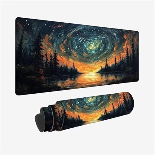 Gaming Mauspad XXL 1200x600x3mm Schwarz Mauspad Groß Vernähte Kanten WassXerdicht Anti-Rutsch,Schreibtischunterlage Large Size Mäßige Oberflächenreibung,Verbessert Geschwindigkeit Mousepad Stern Y2-53 von Yingeen