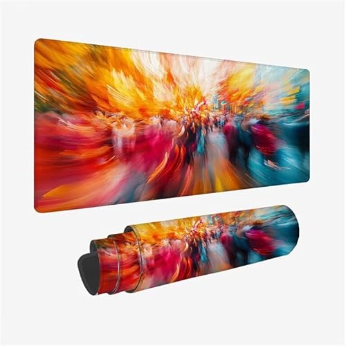 Gaming Mauspad XXL 800x400x3mm Abstrakt Mauspad Groß Vernähte Kanten WassXerdicht Anti-Rutsch,Schreibtischunterlage Large Size Mäßige Oberflächenreibung,Verbessert Geschwindigkeit Mousepad Farbe Y2-32 von Yingeen