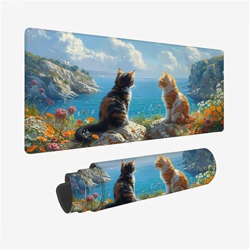 Gaming Mauspad XXL 900x400x3mm Blau Mauspad Groß Vernähte Kanten WassXerdicht Anti-Rutsch, Schreibtischunterlage Large Size Mäßige Oberflächenreibung, Verbessert Geschwindigkeit Mousepad Meer Y2-161 von Yingeen