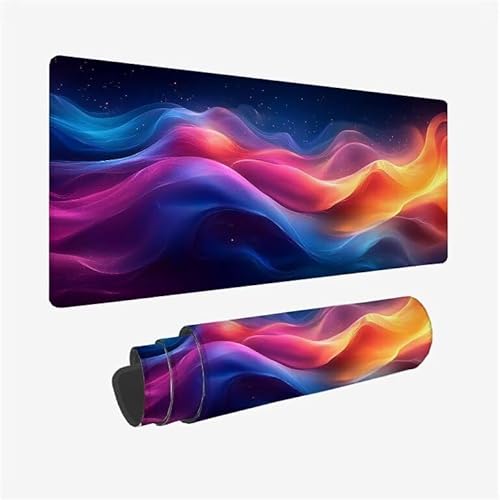 Mauspad Abstrakt Schreibtischunterlage Streifen Mauspad XXL 900x400x3mm Mousepad Rutschfeste Gummibasis, Achreibtischunterlage mit Kantenschutz, Wasserdicht und Langlebig Mouse Pad für PC, Büro Y2-412 von Yingeen