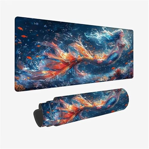 Mauspad Blau Schreibtischunterlage Meerjungfrau Mauspad XXL 1000x500x3mm Mousepad Rutschfeste Gummibasis, Achreibtischunterlage mit Kantenschutz, Wasserdicht und Langlebig Mouse Pad für PC,Büro Y2-463 Mauspad Blau Schreibtischunterlage Meerjungfrau Mauspad XXL 1000x500x3mm Mousepad Rutschfeste Gummibasis, Achreibtischunterlage mit Kantenschutz, Wasserdicht und Langlebig Mouse Pad für PC,Büro Y2-463 von Yingeen