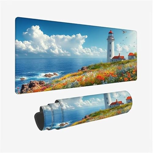 Mauspad Blau Schreibtischunterlage Turm Mauspad XXL 1000x500x3mm Mousepad rutschfeste Gummibasis, Achreibtischunterlage mit Kantenschutz, Wasserdicht Langlebig Mouse Pad für PC Zubehör, Büro Y2-442 von Yingeen
