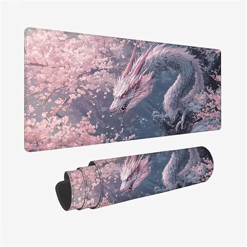 Mauspad Drachen Schreibtischunterlage Rosa Mauspad XXL 1600x800x3mm Mousepad rutschfeste Gummibasis, Achreibtischunterlage mit Kantenschutz, Wasserdicht und Langlebig Mouse Pad für PC, Büro Y2-127 von Yingeen
