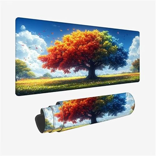Mauspad Farbe Schreibtischunterlage Baum Mauspad XXL 600x400x3mm Mousepad rutschfeste Gummibasis, Achreibtischunterlage mit Kantenschutz, Wasserdicht Langlebig Mouse Pad für PC Zubehör, Büro Y2-391 von Yingeen