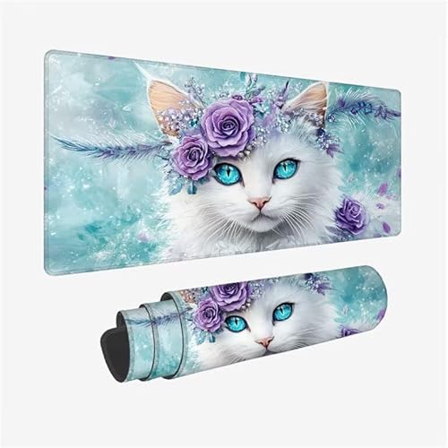 Mauspad Katze Schreibtischunterlage Blume Mauspad XXL 1600x800x3mm Mousepad rutschfeste Gummibasis, Achreibtischunterlage mit Kantenschutz, Wasserdicht Langlebig Mouse Pad für PC Zubehör, Büro Y2-751 Mauspad Katze Schreibtischunterlage Blume Mauspad XXL 1600x800x3mm Mousepad rutschfeste Gummibasis, Achreibtischunterlage mit Kantenschutz, Wasserdicht Langlebig Mouse Pad für PC Zubehör, Büro Y2-751 von Yingeen