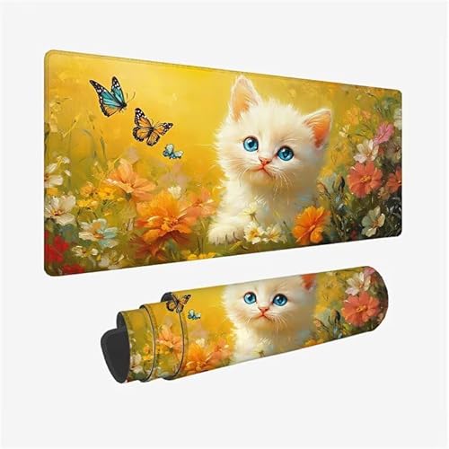 Mauspad Katze Schreibtischunterlage Schmetterling Mauspad XXL 1200x600x3mm Mousepad rutschfeste Gummibasis, Achreibtischunterlage mit Kantenschutz, Wasserdicht und Langlebig Mouse Pad für Büro Y2-817 Mauspad Katze Schreibtischunterlage Schmetterling Mauspad XXL 1200x600x3mm Mousepad rutschfeste Gummibasis, Achreibtischunterlage mit Kantenschutz, Wasserdicht und Langlebig Mouse Pad für Büro Y2-817 von Yingeen