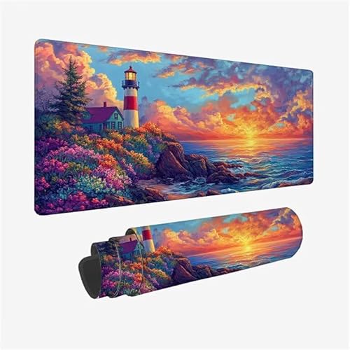 Mauspad Leuchtturm Schreibtischunterlage Sonnenuntergang Mauspad XXL 900x400x3mm Mousepad Rutschfeste Gummibasis, Achreibtischunterlage mit Kantenschutz,Wasserdicht Langlebig Mouse Pad für Büro Y2-835 Mauspad Leuchtturm Schreibtischunterlage Sonnenuntergang Mauspad XXL 900x400x3mm Mousepad Rutschfeste Gummibasis, Achreibtischunterlage mit Kantenschutz,Wasserdicht Langlebig Mouse Pad für Büro Y2-835 von Yingeen