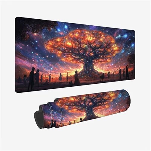 Mauspad Lila Schreibtischunterlage Baum(1) Mauspad XXL 900x400x3mm Mousepad rutschfeste Gummibasis, Achreibtischunterlage mit Kantenschutz, Wasserdicht Langlebig Mouse Pad für PC Zubehör, Büro Y2-805 von Yingeen