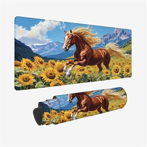 Mauspad Pferd Schreibtischunterlage Sonnenblume Mauspad XXL 800x400x3mm Mousepad Rutschfeste Gummibasis, Achreibtischunterlage mit Kantenschutz, Wasserdicht und Langlebig Mouse Pad für PC, Büro Y2-802 Mauspad Pferd Schreibtischunterlage Sonnenblume Mauspad XXL 800x400x3mm Mousepad Rutschfeste Gummibasis, Achreibtischunterlage mit Kantenschutz, Wasserdicht und Langlebig Mouse Pad für PC, Büro Y2-802 von Yingeen