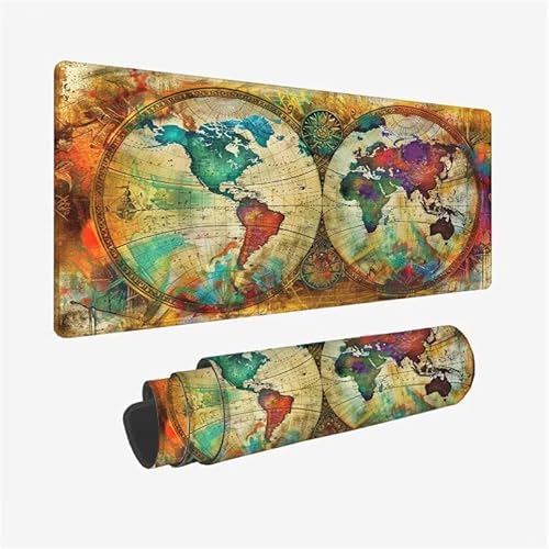 Mauspad Retro Schreibtischunterlage Weltkarte Mauspad XXL 1600x800x3mm Mousepad rutschfeste Gummibasis, Achreibtischunterlage mit Kantenschutz, Wasserdicht und Langlebig Mouse Pad für PC, Büro Y2-568 Mauspad Retro Schreibtischunterlage Weltkarte Mauspad XXL 1600x800x3mm Mousepad rutschfeste Gummibasis, Achreibtischunterlage mit Kantenschutz, Wasserdicht und Langlebig Mouse Pad für PC, Büro Y2-568 von Yingeen
