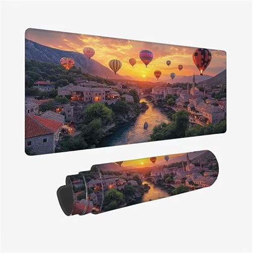 Mauspad Rosa Schreibtischunterlage Ballon Mauspad XXL 600x300x3mm Mousepad rutschfeste Gummibasis, Achreibtischunterlage mit Kantenschutz, Wasserdicht Langlebig Mouse Pad für PC Zubehör, Büro Y2-433 von Yingeen