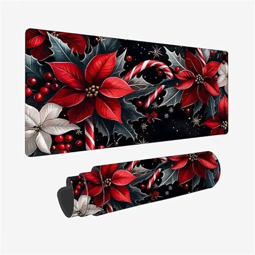 Mauspad Rot Schreibtischunterlage Blumen Mauspad XXL 800x400x3mm Mousepad rutschfeste Gummibasis, Achreibtischunterlage mit Kantenschutz, Wasserdicht Langlebig Mouse Pad für PC Zubehör, Büro Y2-736 von Yingeen