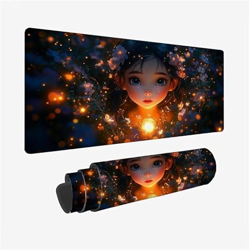 Mauspad Schwarz Schreibtischunterlage Mädchen Mauspad XXL 1200x600x3mm Mousepad rutschfeste Gummibasis, Achreibtischunterlage mit Kantenschutz, Wasserdicht und Langlebig Mouse Pad für PC, Büro Y2-388 von Yingeen
