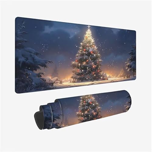 Schreibtischunterlage Baum Mauspad Weihnachten Mousepad XXL 1600x800x3mm Mauspad Gaming mit Genähten Kanten, Nicht rutschender Desk Mat, wasserdichte Waschbar Mouse Pad für Laptop Büro Zuhause Y2-396 von Yingeen