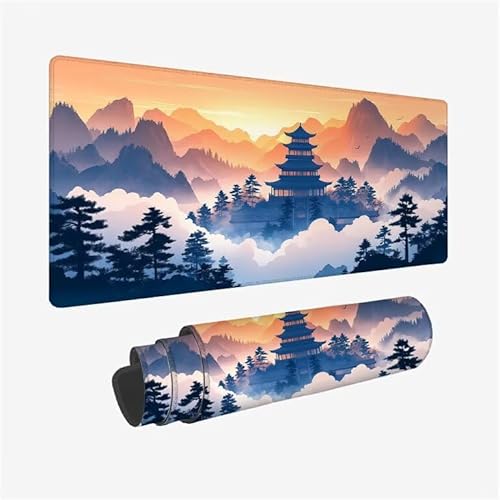 Schreibtischunterlage Grau Mauspad Turm Mousepad XXL 1600x800x3mm Mauspad Gaming mit Genähten Kanten, Nicht rutschender Desk Mat, wasserdichte Ultraglatte Waschbar Mouse Pad für Laptop Zuhause Y2-84 von Yingeen