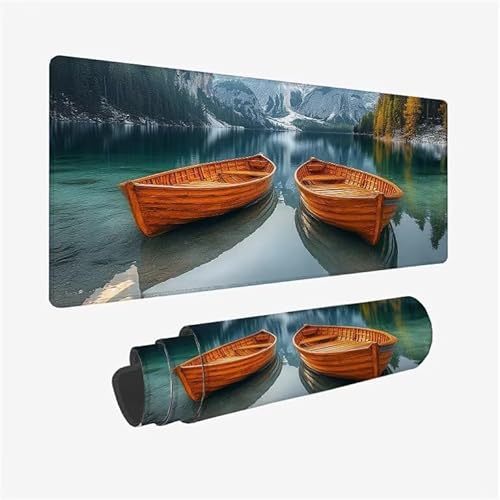 Schreibtischunterlage Grün Mauspad Boot Mousepad XXL 800x300x3mm Mauspad Gaming mit Genähten Kanten, Nicht rutschender Desk Mat, wasserdichte Ultraglatte Waschbar Mouse Pad für Laptop Zuhause Y2-111 von Yingeen