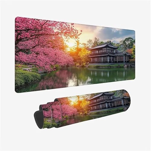 Schreibtischunterlage Grün Mauspad Häuser Mousepad XXL 900x400x3mm Mauspad Gaming mit Genähten Kanten, Nicht rutschender Desk Mat, Wasserdichte Waschbar Mouse Pad für Laptop PC Zuhause Arbeiten Y2-336 von Yingeen