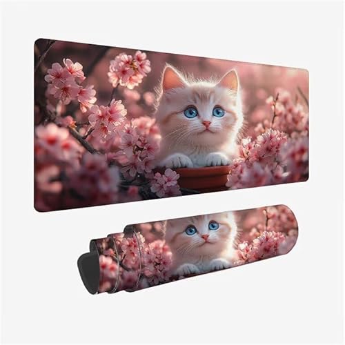 Schreibtischunterlage Karikatur Mauspad Blume Mousepad XXL 800x300x3mm Mauspad Gaming mit Genähten Kanten, Nicht rutschender Desk Mat, Wasserdichte Waschbar Mouse Pad für Laptop PC Büro Zuhause Y2-405 von Yingeen