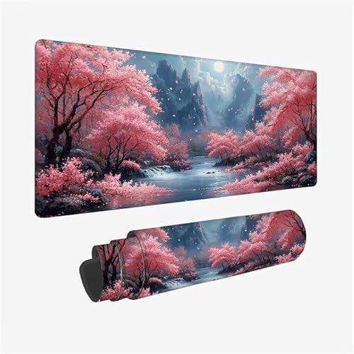 Schreibtischunterlage Rosa Mauspad Anlage Mousepad XXL 1600x800x3mm Mauspad Gaming mit Genähten Kanten, Nicht rutschender Desk Mat, wasserdichte Waschbar Mouse Pad für Laptop PC Büro Zuhause Y2-378 von Yingeen