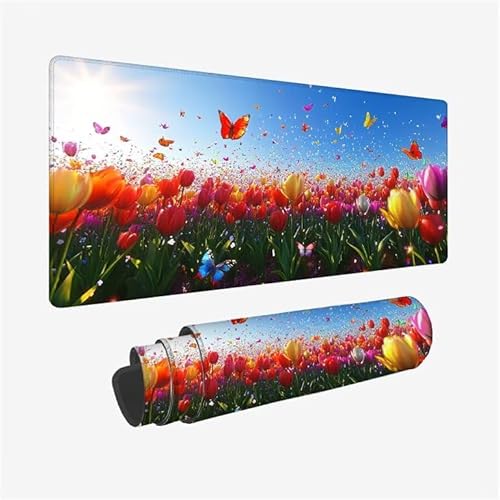 Schreibtischunterlage Rot Mauspad Tulpe Mousepad XXL 800x400x3mm Mauspad Gaming mit Genähten Kanten, Nicht rutschender Desk Mat, wasserdichte Ultraglatte Waschbar Mouse Pad für Laptop Zuhause Y2-771 Schreibtischunterlage Rot Mauspad Tulpe Mousepad XXL 800x400x3mm Mauspad Gaming mit Genähten Kanten, Nicht rutschender Desk Mat, wasserdichte Ultraglatte Waschbar Mouse Pad für Laptop Zuhause Y2-771 von Yingeen