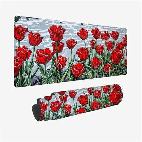 Schreibtischunterlage Rot Mauspad Tulpe Mousepad XXL 900x400x3mm Mauspad Gaming mit Genähten Kanten, Nicht rutschender Desk Mat, wasserdichte Ultraglatte Waschbar Mouse Pad für Laptop Zuhause Y2-624 Schreibtischunterlage Rot Mauspad Tulpe Mousepad XXL 900x400x3mm Mauspad Gaming mit Genähten Kanten, Nicht rutschender Desk Mat, wasserdichte Ultraglatte Waschbar Mouse Pad für Laptop Zuhause Y2-624 von Yingeen