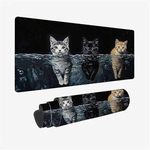 Schreibtischunterlage Schwarz Mauspad Katze Mousepad XXL 1600x800x3mm Mauspad Gaming mit Genähten Kanten, Nicht rutschender Desk Mat, wasserdichte Waschbar Mouse Pad für Laptop PC Büro Zuhause Y2-696 Schreibtischunterlage Schwarz Mauspad Katze Mousepad XXL 1600x800x3mm Mauspad Gaming mit Genähten Kanten, Nicht rutschender Desk Mat, wasserdichte Waschbar Mouse Pad für Laptop PC Büro Zuhause Y2-696 von Yingeen