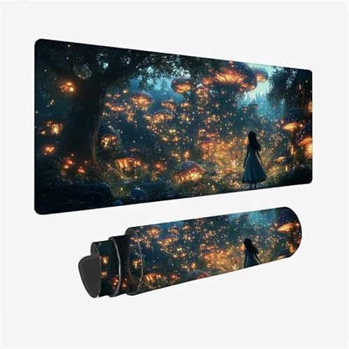 Schreibtischunterlage Schwarz Mauspad Wunderland Mousepad XXL 1600x800x3mm Mauspad Gaming mit Genähten Kanten, Nicht rutschender Desk Mat,Wasserdichte Waschbar Mouse Pad für Laptop Büro Zuhause Y2-363 von Yingeen