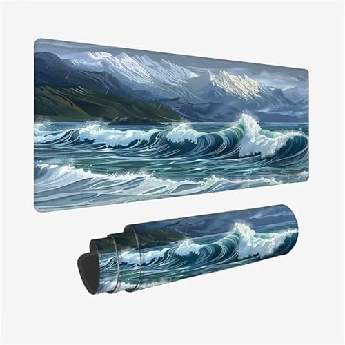 Schreibtischunterlage Wellen Mauspad Blau Mousepad XXL 1600x800x3mm Mauspad Gaming mit Genähten Kanten, Nicht rutschender Desk Mat, wasserdichte Waschbar Mouse Pad für Laptop PC Büro Zuhause Y2-621 Schreibtischunterlage Wellen Mauspad Blau Mousepad XXL 1600x800x3mm Mauspad Gaming mit Genähten Kanten, Nicht rutschender Desk Mat, wasserdichte Waschbar Mouse Pad für Laptop PC Büro Zuhause Y2-621 von Yingeen