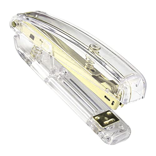Hefter für Schreibtisch, Kleiner Hefter Bequemer Griff Hefter Minimalistischer Stil Hefter Labour Rettung Easy Stapling Acryl Metal Handheld Hefter für die Büroschule (GOLD #11) (GOLD #12) von Yinhing