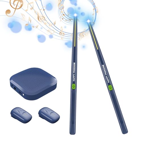 Tragbares Intelligentes Elektronisches Schlagzeug-Set, Somatosensorisches Lufttrommel-Set mit 2 Pedalen und Lufttrommelstöcken für Schlagzeuger, Studenten und Anfänger (Navy blau) von Yinhing
