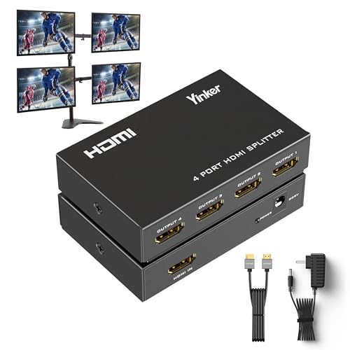 4K HDMI Splitter 1 in 4 Out + 4K HDMI Kabel, Yinker HDMI Verteiler 1x4 4K@30Hz Nur Duplizieren Splitter 4 Port für Xbox360 PS4 PS3 Roku von Yinker