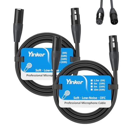 Yinker 2 Stücke XLR Kabel 1.5m Male zu Female, 3 Polig XLR Mikrofonkabel Male zu Female 2 Stücke Male zu Female für Audio-und Sound-Equipments 1.5m von Yinker