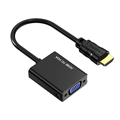 Yinker HDMI zu VGA Adapter 1 Stück, HDMI auf VGA Konverter Gold-Plated Stecker zu Buchse Duplizieren Erweiterung für Computer Desktop, Monitor, Projektor, HDTV, Chromebook von Yinker