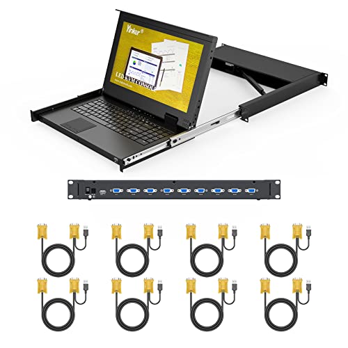 Yinker VGA KVM Konsole 8 Port 15,6 Zoll LCD-Monitor VGA KVM Switch passend für 1U 19 Zoll Rack 600 mm tiefe Netzwerk-Server-Schrank mit Tastatur-Touchpad-Schublade KVM-Kabel Yinker VGA KVM Konsole 8 Port 15,6 Zoll LCD-Monitor VGA KVM Switch passend für 1U 19 Zoll Rack 600 mm tiefe Netzwerk-Server-Schrank mit Tastatur-Touchpad-Schublade KVM-Kabel von Yinker