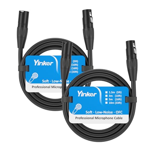 Yinker 2 Stücke XLR Kabel 3m Male zu Female, 3 Polig XLR Mikrofonkabel Male zu Female 2 Stücke Mikrofonkabel XLR Stecker Male zu Female für Audio-und Sound-Equipments 3m 2 Stücke von Yinker