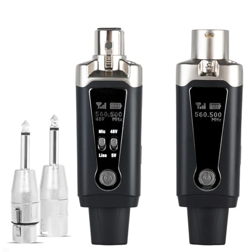 Yinker XLR Mikrofon Wireless Sender Empfänger 1 zu 1 UHF Kabelloses Mikrofon für Dynamisches Mikrofon Kondensatormikrofon 50m für Gesang/öffentliches Reden von Yinker