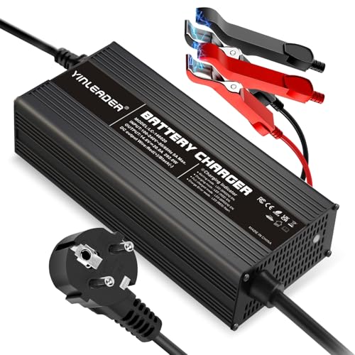 LiFePO4 Autobatterie Ladegerät 20A 12V, Vollautomatisches Intelligentes ladegerät für Lithium-Eisenphosphat-Batterien 14,6V 20A - Mehrfacher Schutz Kompakte Größe von Yinleader