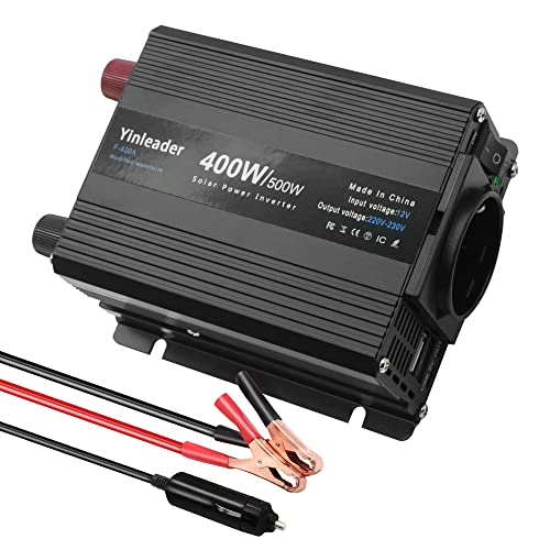 Yinleader Wechselrichter 12V auf 230V 400W /500W 2 USB kfz Spannungswandler Inverter DC AC Umwandler Stromwandler von Yinleader