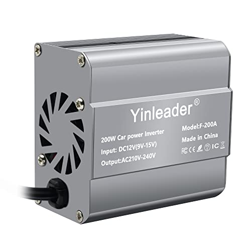 Yinleader Wechselrichter 200W 12V auf 230V Kfz-Spannungswandler 1 Euro-Steckdosen 2 USB von Yinleader