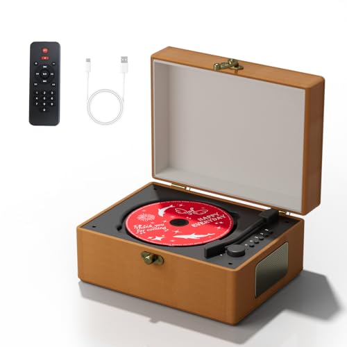 Yintiny Brauner CD-Player aus Leder mit Lautsprechern für Heimdekoration von Yintiny