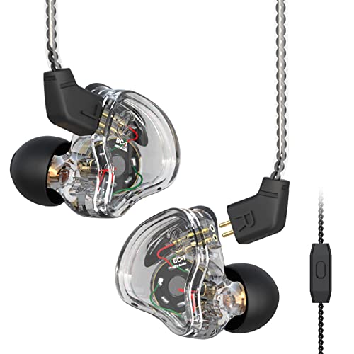 CCZ Melody In Ear Hifi-Kopfhörer 1DD 1BA Hybrid Noise Isolating In Ear Kabelgebundene Ohrhörer,Leicht,Tiefer Bass,Patentiertes Ohrstöpsel-Design mit 2-Pin-Kabel Headset (mit Mikrofon, Transparent) von Yinyoo
