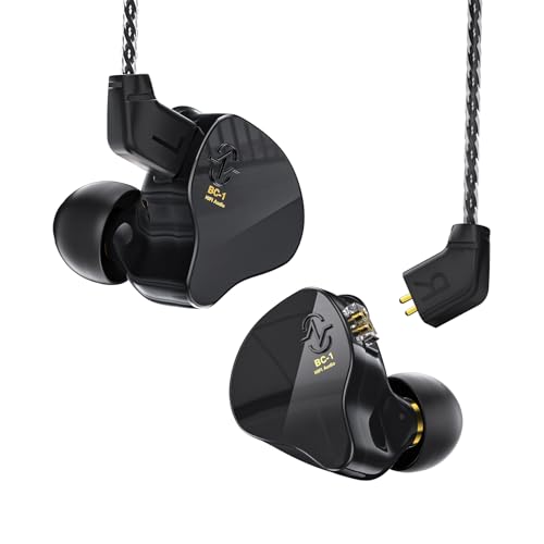 CCZ Melody KopfhörerYinyoo Hybrid 1ba 1DD HiFi in Ohrmonitoren, Deep Bass Leichtes In-Ear-Kopfhörer-IEM mit 4N-Kabel für Musiker/Schlagzeuger/Bassist/Gitarrist(Schwarz, ohne Mikrofon) von Yinyoo