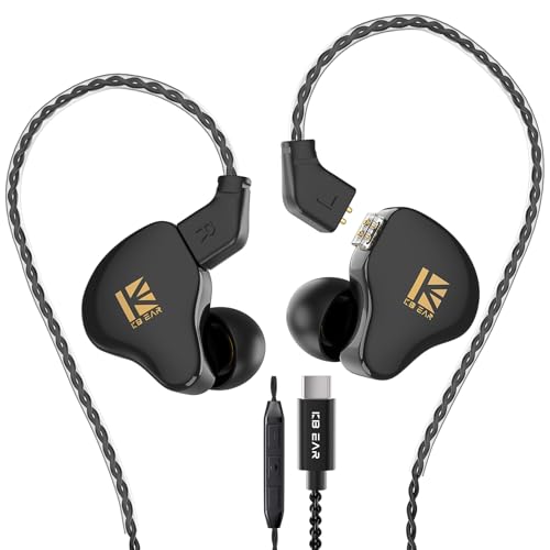 KBEAR KS1 USB-Typ-C-Kopfhörer, Super-Bass, kabelgebundene Ohrhörer, kristallklarer Klang, Kopfhörer für Samsung Galaxy S23, S22, S21, S20 Ultra, hochauflösende Kopfhörer für Sänger und Musiker von Yinyoo