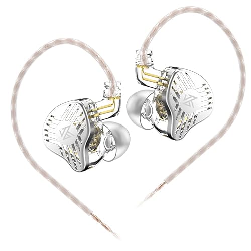 KZ EDS In-Ear-Kopfhörer, Yinyoo 10 mm Dual Dynamic Driver KZ Kopfhörer In-Ear Monitor, HiFi In-Ear Ohrhörer, leichtes Over-Ear-Headset mit 2-poligem abnehmbarem Kabel (EDS Weiß, kein Mikrofon) von Yinyoo