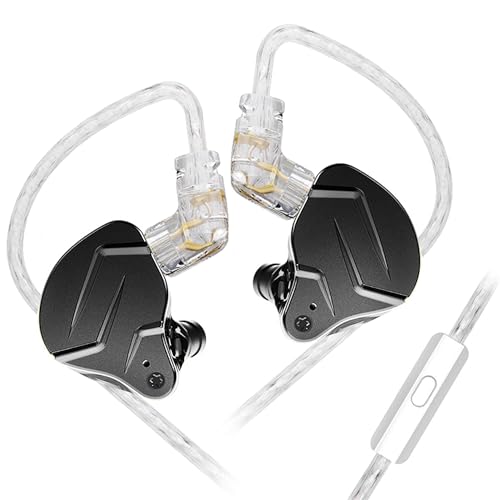 KZ ZSN PROX Ohrhörern Balanced Armature Driver Hybrid-Technologie 1DD 1BA Komfortable Kopfhörer mit Ohrgeräuschunterdrückung für Mobiltelefone Android(Mikrofon, Schwarz) von Yinyoo