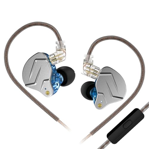 KZ ZSN Pro HiFi-In-Ear-Ohrhörer Yinyoo HiFi-Stereo-Bass-Sound, IEM-Kopfhörer, Geräuschunterdrückung,0,75 mm, 2-pin (Blau Mikrofon) von Yinyoo